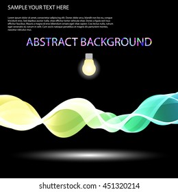 Vector Colorful abstract waves on black background