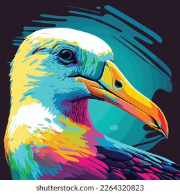 Vector colorful Albatross in pop art style