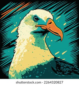 Vector colorful Albatross in pop art style