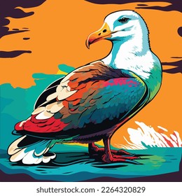 Vector colorful Albatross in pop art style