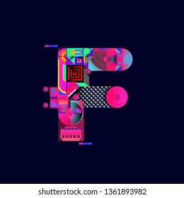 Vector colorful alphabet font letter F for logo, illustration, and background
