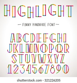 Vector Colorful Alphabet with highlighter lines