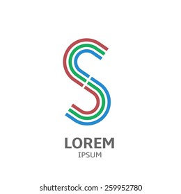 Vector colorful alphabet. Letter S, symbol for your company