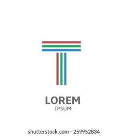 Vector colorful alphabet. Letter T, symbol for your company