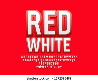 Vector Colorful Alphabet Letters. Bright  White and Red Font.