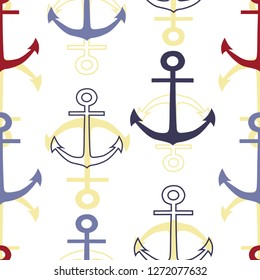 Vector colorful anchors repeat seamless pattern.