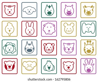 Vector colorful animals icons set 