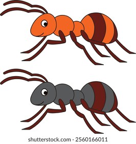 vector colorful ant drawing designs