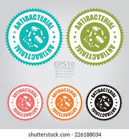 Vector : Colorful Antibacterial Icon, Sticker, Badge Or Label