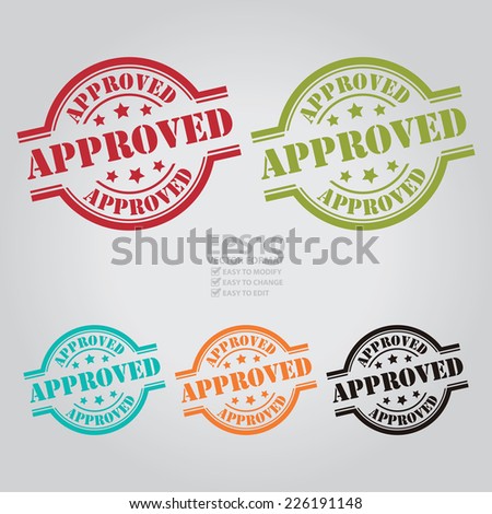 Vector : Colorful Approved Stamp, Icon, Sticker, Badge or Label