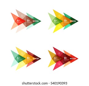 Opciones de flecha de color vectorial plantillas de infografía establecidas para diseño de flujo de trabajo, diagrama, opciones de número o diseño web