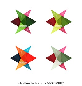 Opciones de flecha de color vectorial plantillas de infografía establecidas para diseño de flujo de trabajo, diagrama, opciones de número o diseño web