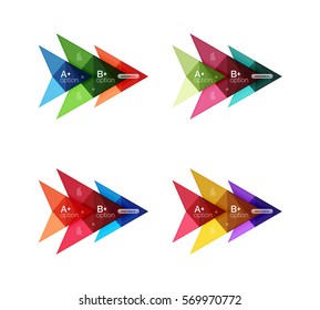 Opciones de flecha de color vectorial plantillas de infografía establecidas para diseño de flujo de trabajo, diagrama, opciones de número o diseño web