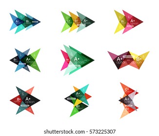 Opciones de flecha de color vectorial plantillas de infografía establecidas para diseño de flujo de trabajo, diagrama, opciones de número o diseño web