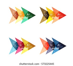 Opciones de flecha de color vectorial plantillas de infografía establecidas para diseño de flujo de trabajo, diagrama, opciones de número o diseño web