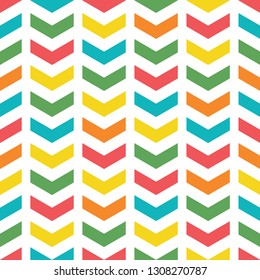 Vector colorful arrow repeat seamless pattern. Pink, orange, blue green and yellow arrows.