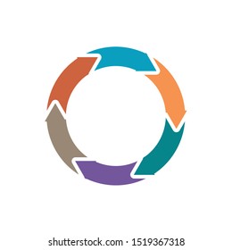 Vector colorful arrows cycle . Stock vector illustration isolated on white background.