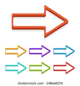 Vector colorful arrows isolated on a white background.