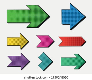 Vector colorful arrows in pop art style.