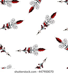 Vector colorful arrows. Seamless pattern, background hand drawn background illustration 