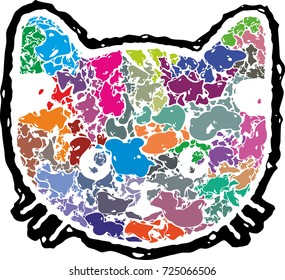 Vector colorful art with cat.