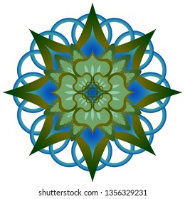 vector colorful art of circle green and blue mandala isolated on transparent background