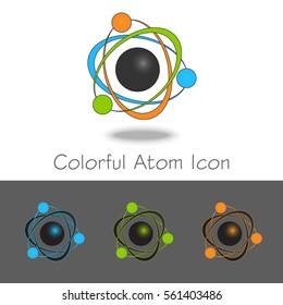 Vector colorful atom icon set. Color molecule sign