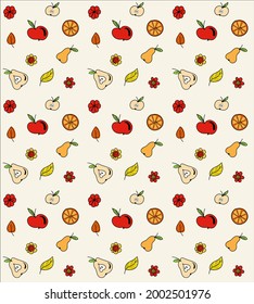 Vector colorful autumn natural pattern with fall leaves and mushrooms. Fall endless background.Abstract banner print with leaves. Elegant beautiful nature ornament for fabric, wrapping and textile. 