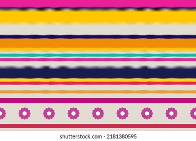 Diseño geométrico vectorial colorido y azteca para el fondo. Patrón étnico, tribal, ikat, batik . Uso en tela, textil, elemento de decoración interior, corredor de mesa, envoltura, cojines. Tono pastel 