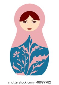 Vector colorful babushka russian doll with floral pattern