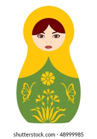 Vector colorful babushka russian doll with floral pattern