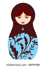 Vector colorful babushka russian doll with floral pattern