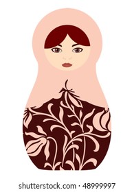 Vector colorful babushka russian doll with floral pattern