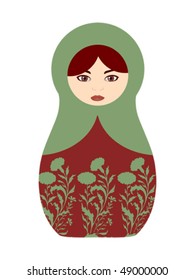 Vector colorful babushka russian doll with floral pattern