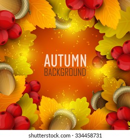 Vector colorful background with autumn leaves.