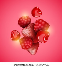 Vector colorful background with berries.