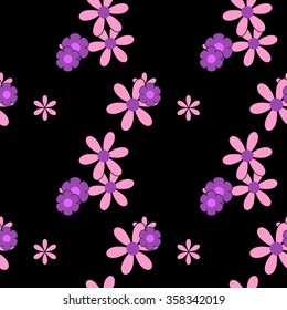 Vector colorful background with flowers. Seamless pattern.