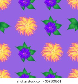 Vector colorful background with flowers. Seamless pattern.