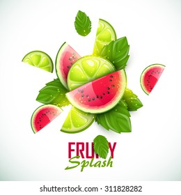 Vector colorful background with fruits.