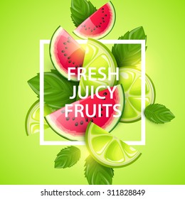 Vector colorful background with fruits.