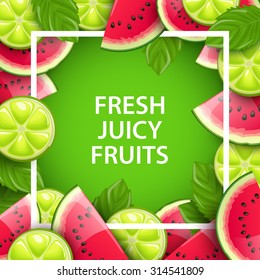 Vector colorful background with fruits.