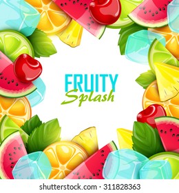 Vector colorful background with fruits and berries.