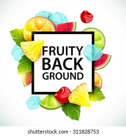 Vector colorful background with fruits and berries.