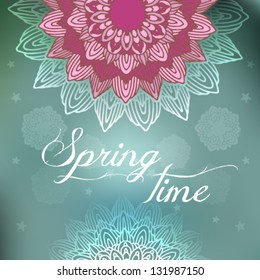 vector colorful background with hand drawn lace flowers. romantic of nature. spring or summer theme.