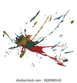 Vector colorful background with ink splash, blot and brush strokein rainbow colors Grunge textured element for design, background.