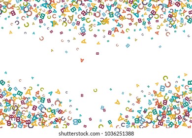 Vector colorful background made from alphabet symbols, letters or characters in flat style