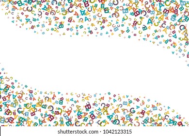 Vector colorful background made from alphabet symbols, letters or characters in flat style