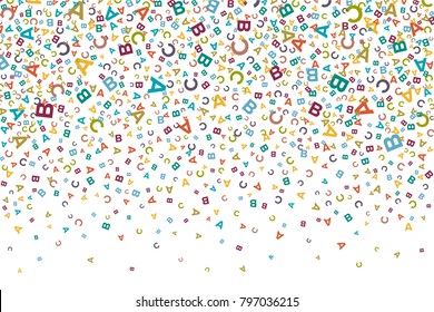 Vector colorful background made from alphabet symbols, letters or characters in flat style