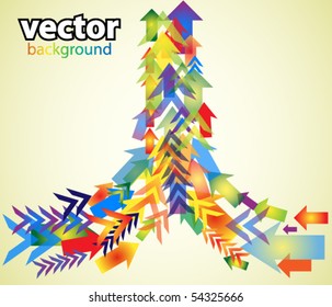 Vector colorful background made from many transparent  arrows