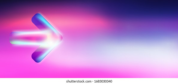 Vector colorful background in neon modern style with glowing arrow. Smooth blurred texture in blue and violet gamma. Can be used for web site background or poster and card printing.